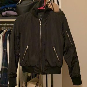 Bomber jacket with hood
